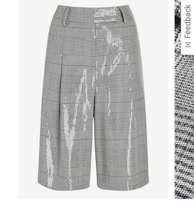 EXPRESS High Waisted Plaid Sequin Bermuda Shorts